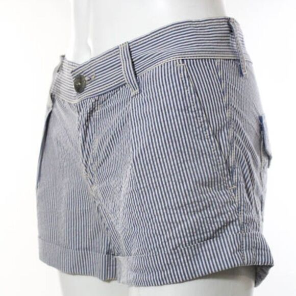 7 For All Mankind Blue White Striped Shorts 24 - Picture 2 of 5